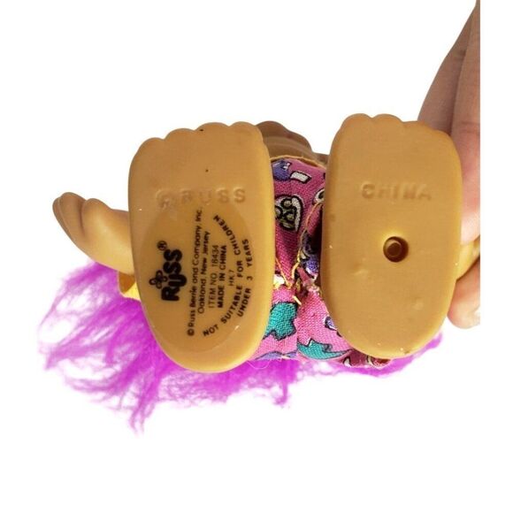 Vintage Russ Troll Doll "I'm A Big Brother" Purple Hair Retro #18434 90s Toy - Picture 5 of 5